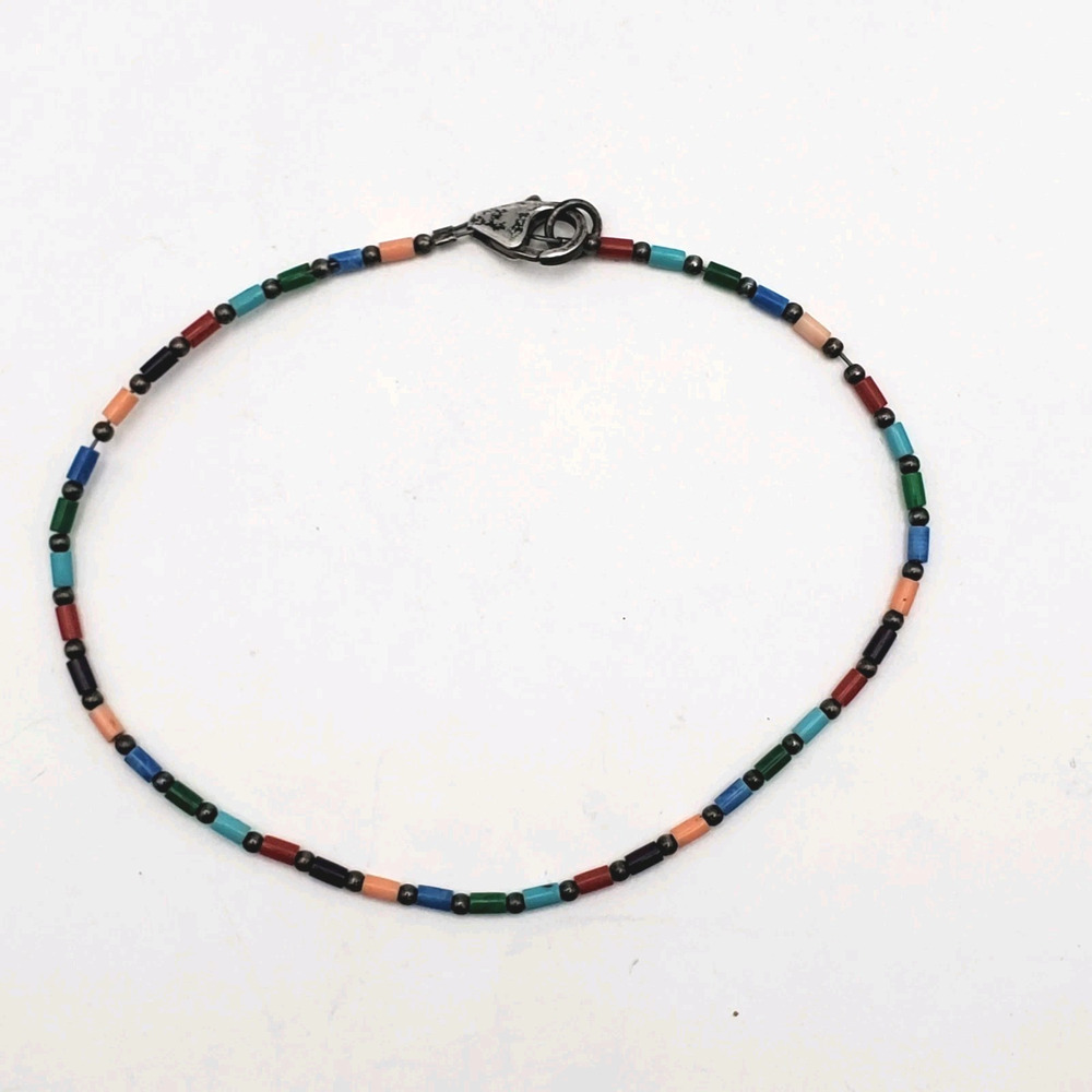 Silpada Pride Multi-colored Beaded Sterling Silver 9.25" Ankle Bracelet A1056